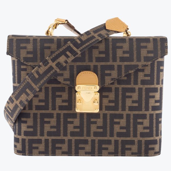 Fendi Zucca Vanity Shoulder Bag, Canvas/Leather, Brown, Women's, Handle Missi... - Picture 1 of 16